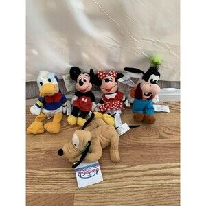 Disney Mickey Minnie Goofy Donald Pluto Fab 5 Bean Bag Lot 5 Rare From 90s New